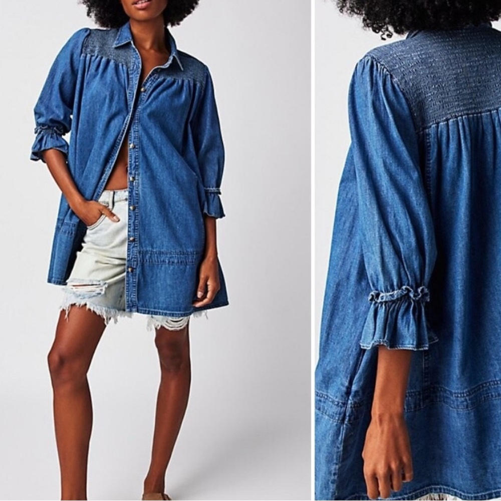 NWT Free People Vanessa Denim Tunic Blue Size XS